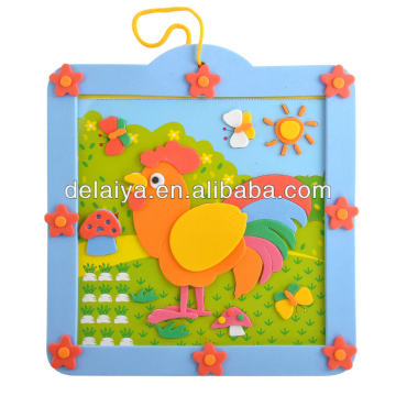 DIY Cock 3D EVA foam collage with photo frame for kids